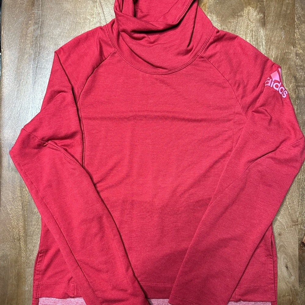 adidas Red Heathered Pullover Hoodie
